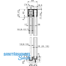 HAWA Junior 80/GP Laufschienenset Festverglasung L=6000 mm Edelstahl-Effekt