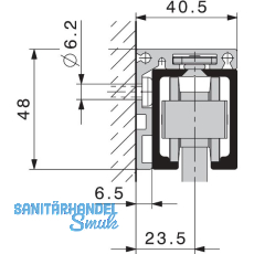 HAWA Junior 80 Glas Winkelprofil Wandmontage auf Ma� silber eloxiert
