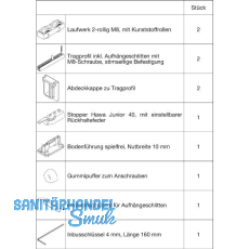 HAWA Junior 40/B Beschlagset Holz ohne Laufschiene