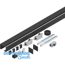 HELM GT-L 50 Beschlagset Glas 8-10 mm L=2000 mm Wand 50 kg Alu schwarz matt