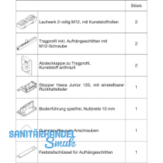 HAWA Junior 120/B Beschlagset Holz ohne Laufschiene