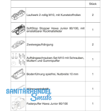 HAWA Junior 100/Z-Pocket Beschlagset Holz SoftStop Federpuffer (30239) HAWA Junior 100/Z-Pocket Beschlagset Holz SoftStop Federpuffer (30239)