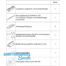 HAWA Junior 100/Z-Pocket Beschlagset Holz SoftMove Federpuffer (30243) HAWA Junior 100/Z-Pocket Beschlagset Holz SoftMove Federpuffer (30243)