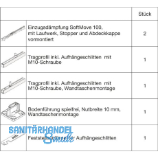 HAWA Junior 100/B-Pocket Beschlagset Holz SoftMove (30255)