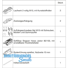 HAWA Junior 100/Z Beschlagset Holz ohne Laufschiene HAWA Junior 100/Z Beschlagset Holz ohne Laufschiene