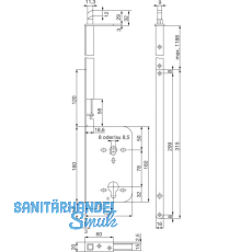 Schiebetür Stangenschloss Silent Stop, PZW, DM 60, Stulp 315 x 16 mm, verzinkt Schiebetür Stangenschloss Silent Stop, PZW, DM 60, Stulp 315 x 16 mm, verzinkt
