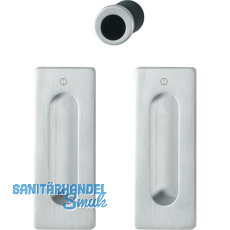 HOPPE Schiebetürmuschel Set M464 - BL,eckige Rosette,Messing verchromt satiniert HOPPE Schiebetürmuschel Set M464 - BL,eckige Rosette,Messing verchromt satiniert