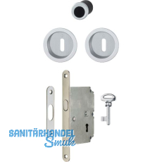 HOPPE Schiebet�rmuschel Set 4920 - BB mit Schloss, rund, verchromt satiniert