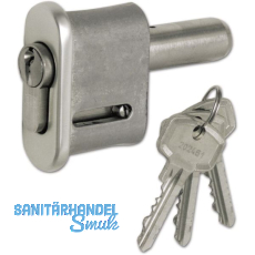 Schiebetor-Zylinderverschluss, Aluminium/Messing vernickelt matt