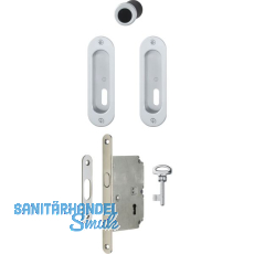 HOPPE Schiebet�rmuschel Set 4930 - BB mit Schloss, oval, verchromt satiniert