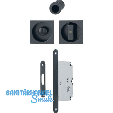 HOPPE Schiebetürmuschel Set 4921 - WC mit Schloss, eckig, schwarz matt HOPPE Schiebetürmuschel Set 4921 - WC mit Schloss, eckig, schwarz matt