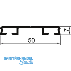 THYSSENKRUPP Syprotech Flachdeckschiene 50/7 ungelocht L=6000 mm Alu blank