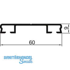 THYSSENKRUPP Syprotech Flachdeckschiene 60/9 ungelocht L=6000 mm Alu blank