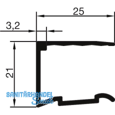 THYSSENKRUPP Syprotech Abschlussprofil U 16 mm light, L=2100 mm, Alu blank