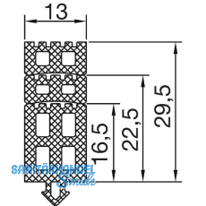 THYSSENKRUPP Syprotech Seitenabschlussdichtung 13/30, L=7000 mm, EPDM schwarz