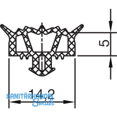 THYSSENKRUPP Syprotech Systemdichtung 5 f�r Glas, L=60 m, EPDM schwarz