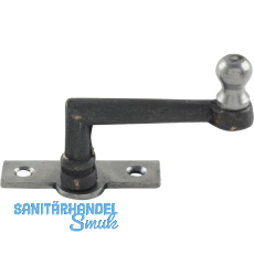 Fensterreiber m. Eisenknopf auf eckiger, austrag.Platte,17mm,Messingguss schwarz