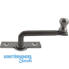 Fensterreiber m. Eisenknopf auf eckiger, austrag. Platte, 17 mm, Stahl blank
