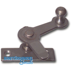 Zungenreiber mit Eisenknopf auf eckiger, austr. Platte, Stahl blank,20 mm links