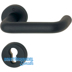 Drückergarnitur PARIS auf Rosetten, PZ, 40 - 66, Kunststoff schwarz Drückergarnitur PARIS auf Rosetten, PZ, 40 - 66, Kunststoff schwarz