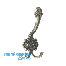 Huthaken Kufstein Breite 58 mm, Höhe 148 mm, Zinkdruckguss altmessing brüniert Huthaken Kufstein Breite 58 mm, Höhe 148 mm, Zinkdruckguss altmessing brüniert