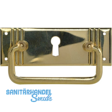 H�ngegriff Landhausstil gro� mit Schl�sselloch liegend, Messing poliert