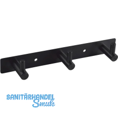 Garderobenleiste Linosa mit 3 Haken, Breite 195 mm, Stahl schwarz matt Garderobenleiste Linosa mit 3 Haken, Breite 195 mm, Stahl schwarz matt