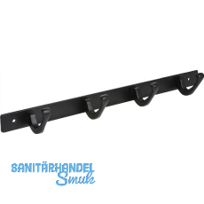 Garderobenleiste Aige mit 4 Haken, Breite 345 mm, Stahl schwarz matt