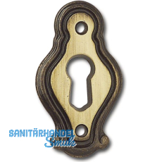 Schl�sselschild Mondial Breite 26 mm, H�he 46 mm, Messing patiniert