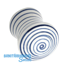 Knopf Paris ø 29 mm, Tiefe 34 mm, Porzellan weiß blau gestreift Knopf Paris ø 29 mm, Tiefe 34 mm, Porzellan weiß blau gestreift