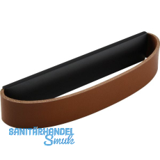 Griff Rollo LA 96, B 150 mm, Leder cognac/Sockel ZN schwarz matt Griff Rollo LA 96, B 150 mm, Leder cognac/Sockel ZN schwarz matt