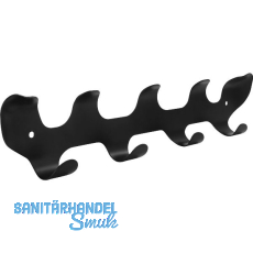 Garderobenleiste Verto mit 5 Haken, Breite 300 mm, Stahl schwarz matt