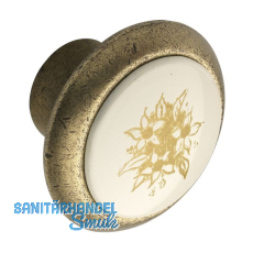 Knopf Tampa � 40 mm, Tiefe 26 mm, ZN/Kunststoff bronze, matt/Blume gold