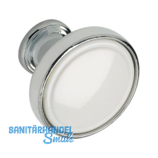 Knopf Anaheim 2 � 30 mm, Tiefe 26 mm, ZN/Kunststoff verchromt poliert/wei�