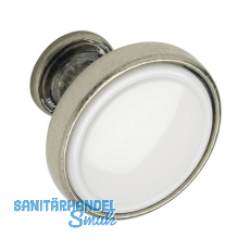 Knopf Anaheim 2 � 30 mm, Tiefe 26 mm, ZN/Kunststoff altsilber/wei�