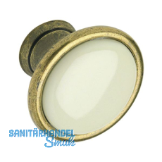 Knopf Oxnard ø 29 mm, Porzellan/ZN hellbeige/altmessing brüniert Knopf Oxnard ø 29 mm, Porzellan/ZN hellbeige/altmessing brüniert