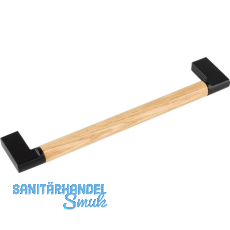 Griff Honos LA 160, Breite 174 mm, Eiche lackiert/Zinkdruckguss schwarz matt Griff Honos LA 160, Breite 174 mm, Eiche lackiert/Zinkdruckguss schwarz matt