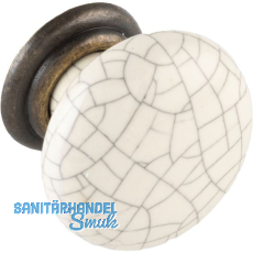 Knopf Tenem � 34 mm, Keramik beige/Zinkdruckguss messing antik