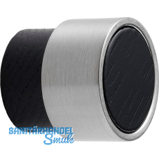 Knopf Radio Mini � 26 mm, Esche schwarz gebeizt/Zinkdruckguss Edelstahl Effekt