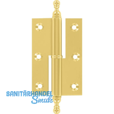 Stil-Möbelband gerade, Zierkopf 19 links, 50x40 mm, Messing poliert Stil-Möbelband gerade, Zierkopf 19 links, 50x40 mm, Messing poliert