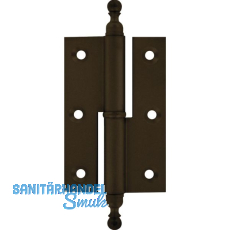 Stil-Möbelband gerade, Zierkopf 19 links, 50x40 mm, Messing brüniert Stil-Möbelband gerade, Zierkopf 19 links, 50x40 mm, Messing brüniert