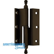 Stil-Möbelband Kröpfung D, Zierkopf 19 links, 50x33 mm, Messing brüniert Stil-Möbelband Kröpfung D, Zierkopf 19 links, 50x33 mm, Messing brüniert