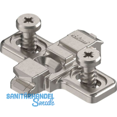BLUM CLIP Kreuzmontageplatte Langloch, Zink, Systemschrauben, Distanz 0 mm
