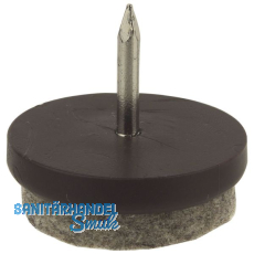 Nagelgleiter mit Filzauflage und Einschlagstift, rund, �24, KS braun