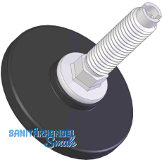 H�henverstellschraube Stahl verzinkt mit Kunststoffteller schwarz, M10, � 56 mm,