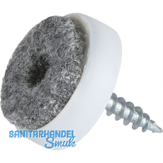 Schraubgleiter mit Filz und Holzschraube rund, �20, wei�