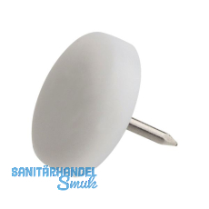 Nagelgleiter mit Einschlagstift, rund, �15, Kunststoff wei�