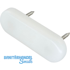Nagelgleiter mit 2 Einschlagstiften, oval, 44x16, Kunststoff weiss