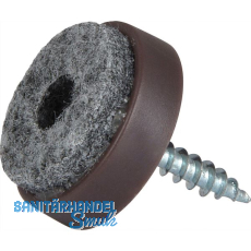 Schraubgleiter mit Filz und Holzschraube rund, �28, braun