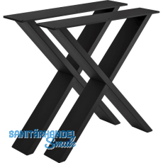 Bankkufe Etsi X-Form, Breite 450 mm, Stahl schwarz strukturiert Bankkufe Etsi X-Form, Breite 450 mm, Stahl schwarz strukturiert